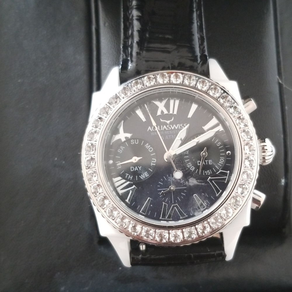 Aquaswiss black & silver watch